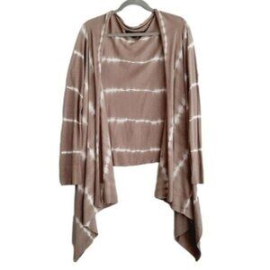 KATHERINE BARCLAY / Open Front Waterfall Cardigan Tie-dye Sz L